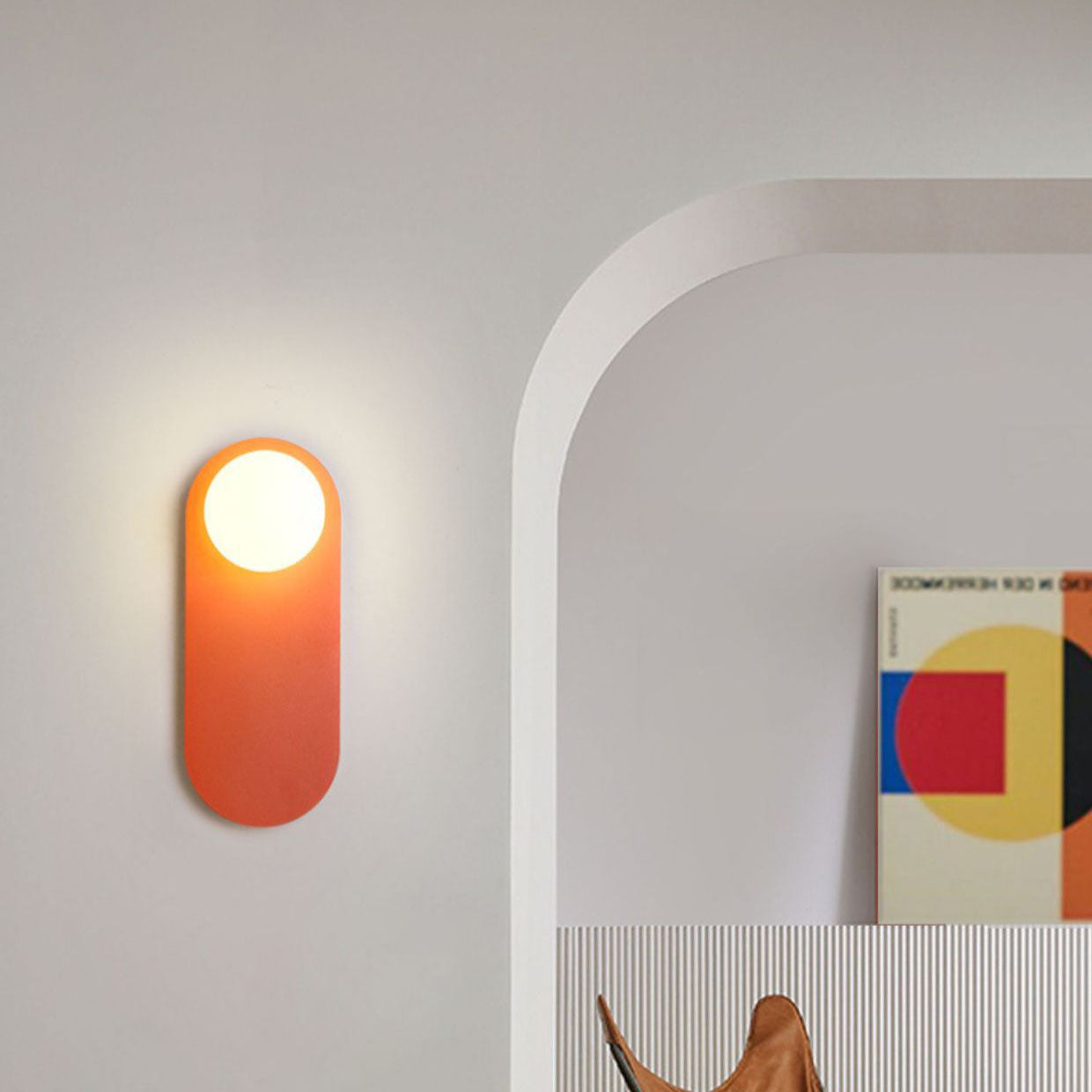 AuroraGlow | Stylish Modern Glass Wall Sconce with Orange Base 8
