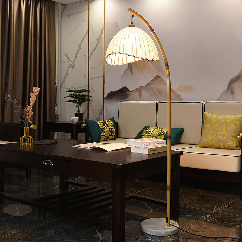 BambooGlow | Elegant Modern Standing Floor Lamp with Fabric Shade 9