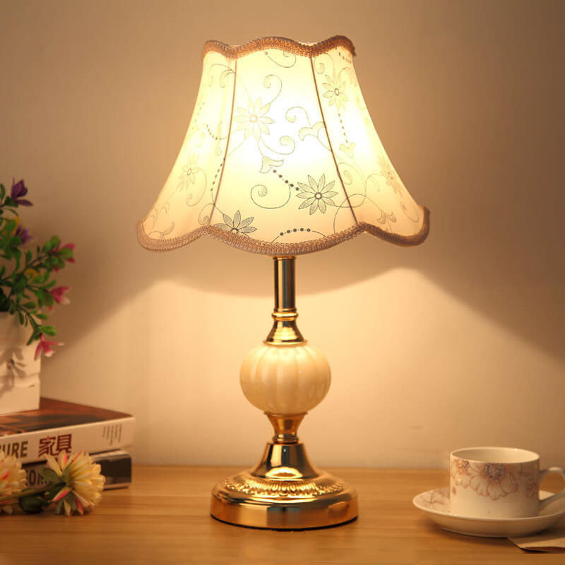 FloraLuxe | Elegant Vintage Glass Fabric Table Lamp for Modern Spaces 22