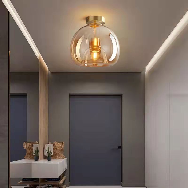 Lunara | Elegant Smoke Gray Glass Semi-Flush Mount Ceiling Light 9