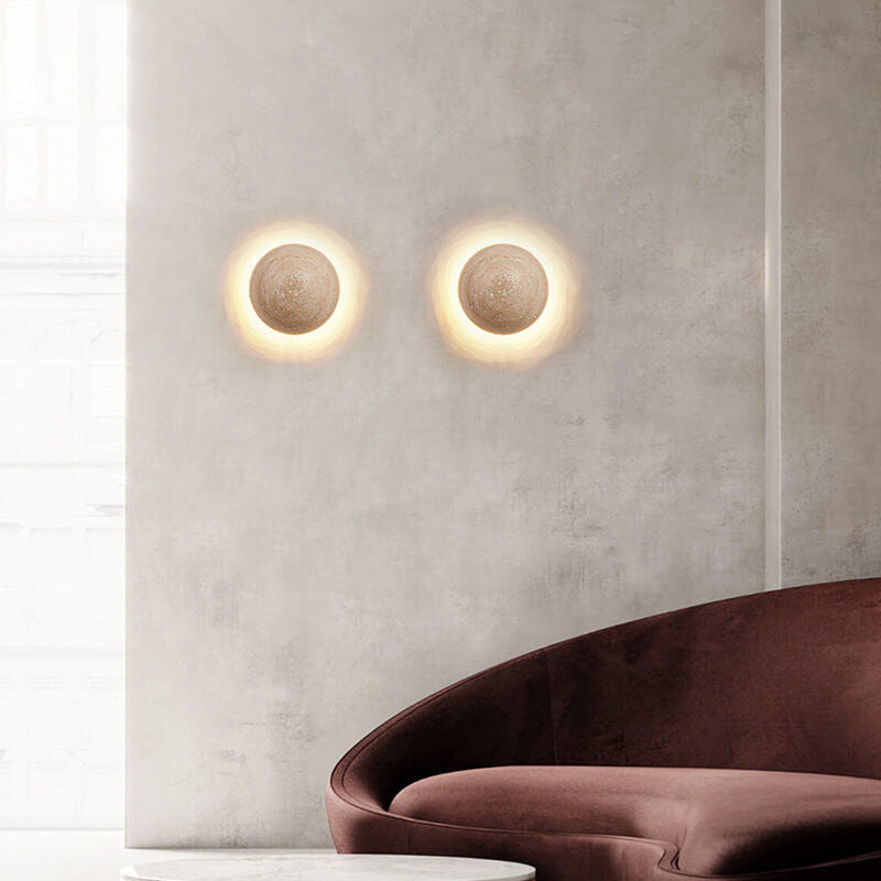 TravertineGlow | Elegant Minimalist Yellow LED Wall Sconce Lamp 9
