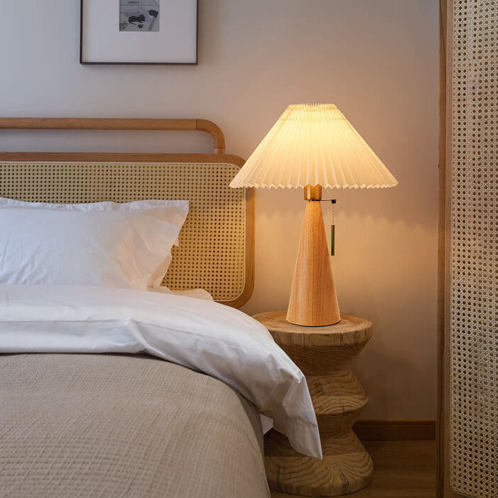ZenithWood | Elegant Minimalist Wooden Fabric LED Table Lamp 9