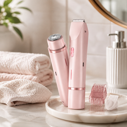Women's electric shaver and bikini trimmer, 2 in 1 cordless body and face razor, IPX7 waterproof, Type-C