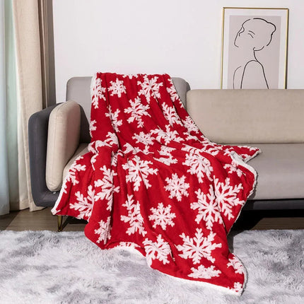 Christmas Throw Blanket, Soft Plush Snowflake Fleece Blanket