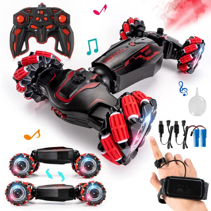 RC Car with Hand Gesture Control and Remote, RC Drift Car 4WD Stunt with LED Lights and Spray Fog, Remote Control Car