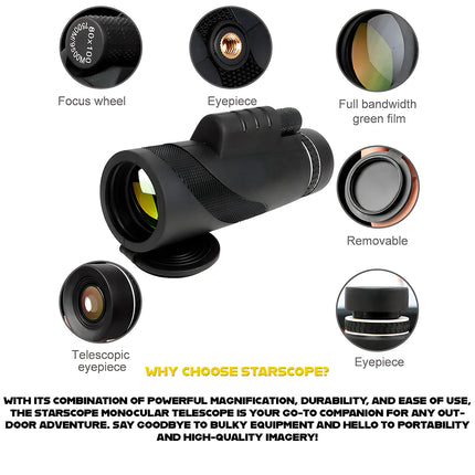 Monocular Telescope 10x Magnification, Handheld Compact Telescope with Phone Clip and Tripod – image 6