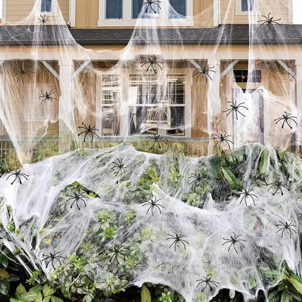 Spider Webs Halloween Decorations with Spiders, Halloween Outdoor Decorations