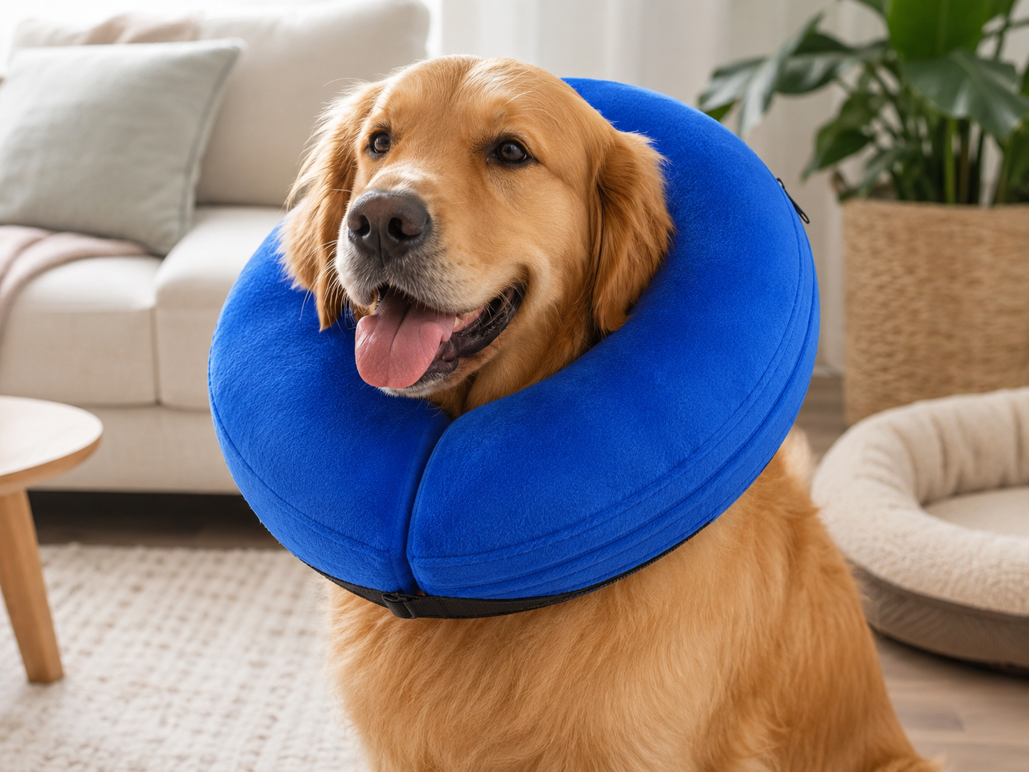 TUZWA Inflatable Dog Cone Collar for Recovery, Soft Adjustable Pet E-Collar for Dogs & Cats, Air Valve, Inner Loop, Easy Feeding