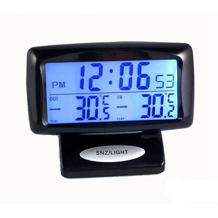 Car Thermometer Clock for Dashboard, Car Alarm Clock with Large LCD Screen and Backlight