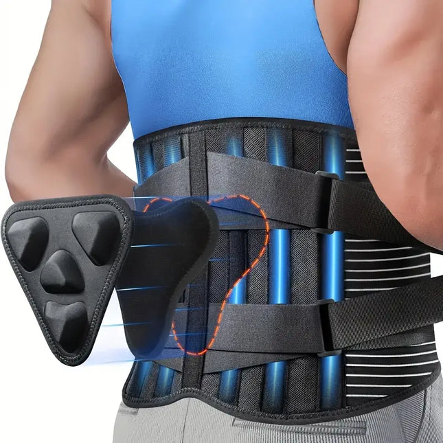 Back Brace for Lower Back Pain, Lumbar Brace with 4 Aluminum Support Strips and 3D Massage Pad, Back Support Belt