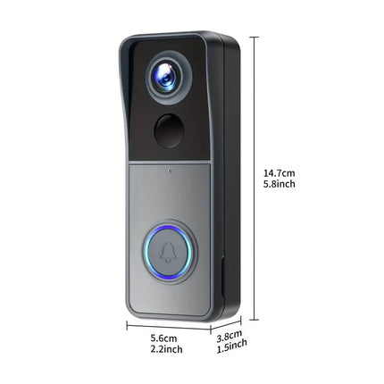 Wireless WiFi video doorbell camera, 1080p HD with 166 degree lens, two way talk, PIR motion alerts and chime