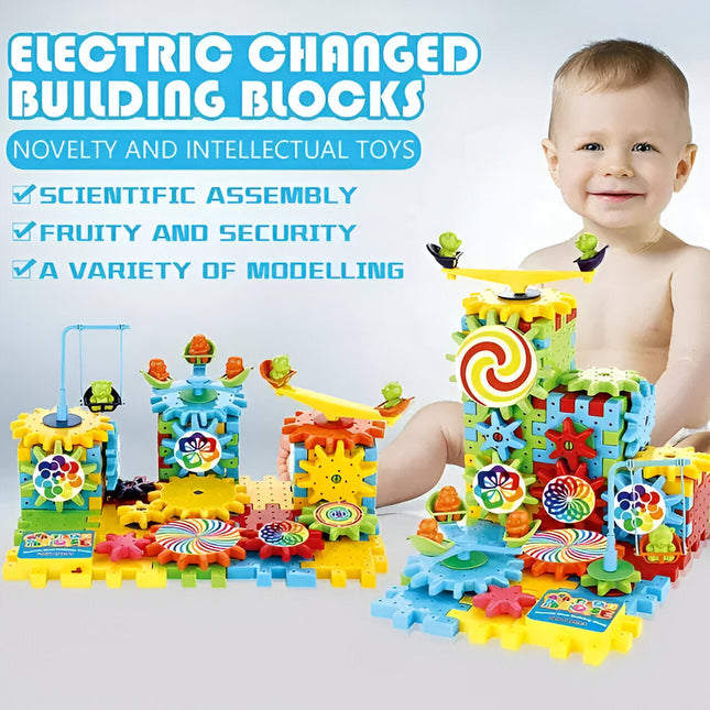 Gear Building Blocks with Motor, Electric Gear Toys for Kids