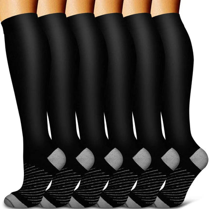 Compression Socks for Women and Men, Knee High Compression Stockings, 6 Pairs of Moisture Wicking Socks for Travel
