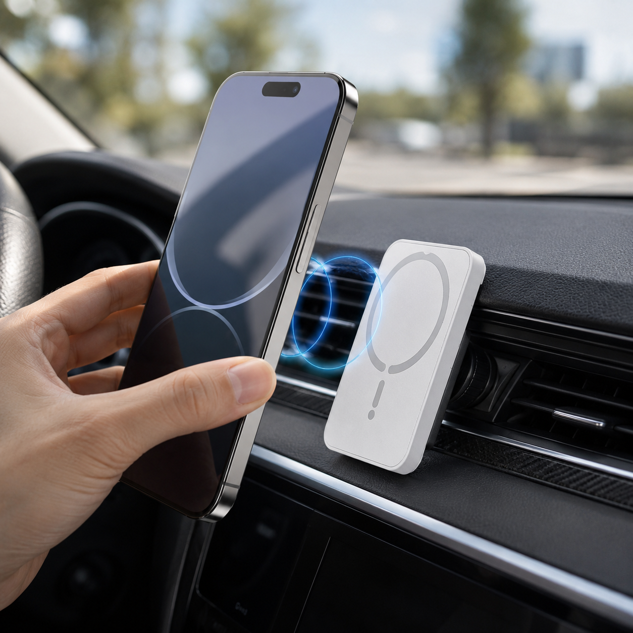 Tuzwa Magnetic Wireless Car Charger | 15W Fast Charging Air Vent Phone Mount for iPhone 17, 16, 15, 14, 13 & 12 Series