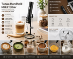 Tuzwa Handheld Milk Frother | USB Rechargeable Electric Milk Frother for Lattes, Cappuccino, Matcha & Coffee Drinks
