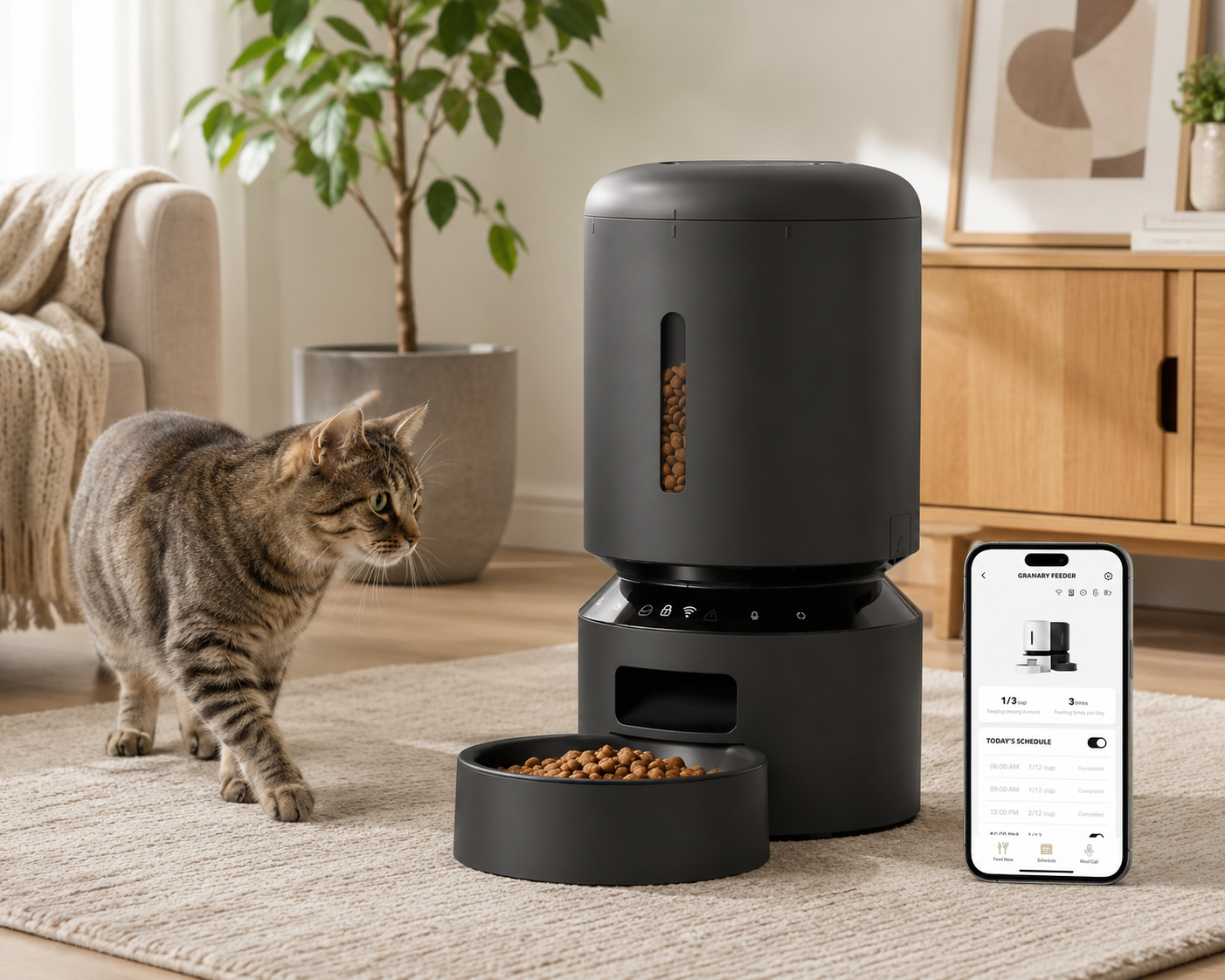 Tuzwa Smart Automatic Pet Feeder | 5GHz WiFi App-Controlled Food Dispenser with Programmable Timer | Large Capacity Auto Feeder for Cats & Dogs