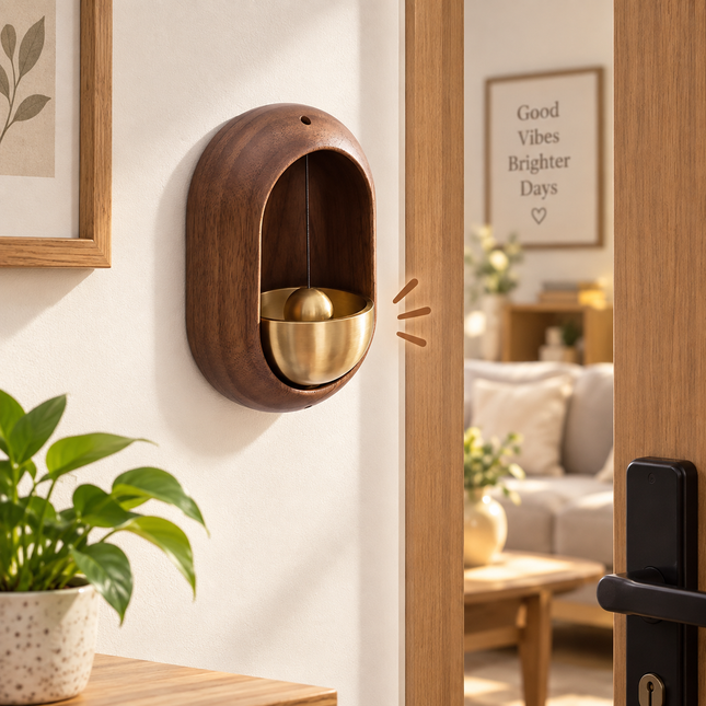 Door Chimes for Home and Business, Magnetic Door Chime for Entry Doors, Wooden Indoor Door Bells, No Drilling