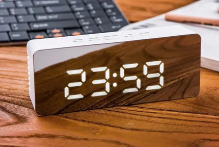 Digital Alarm Clock with Mirror and Nightlight, Bedside Clock with Temperature and Calendar – image 10