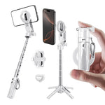 Tuzwa Magnetic Selfie Stick Tripod – N52 Phone Mount with Wireless Remote, 360° Rotation, 225° Tilt, 4-Leg Tripod & Cold Shoe Mount