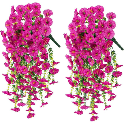 UV Resistant Artificial Morning Glory Flower Hanging Decor, 75cm Faux Flower Vine Garland for Patio, Balcony, Fence and Wedding Arch
