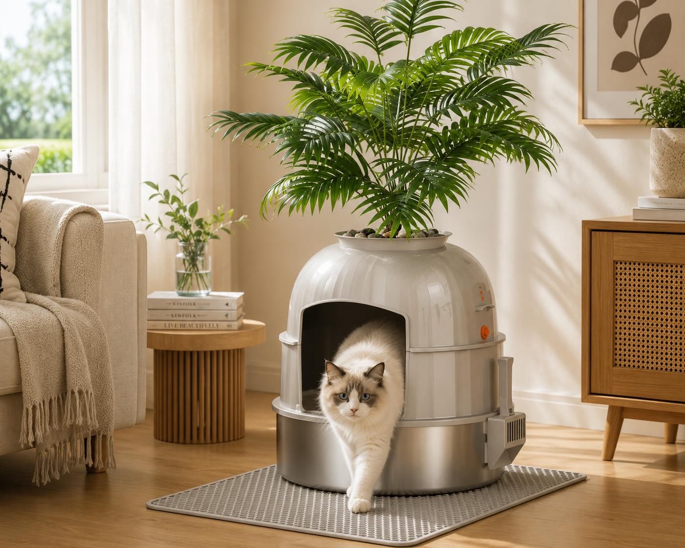 Tuzwa Extra Large Enclosed Cat Litter Box | Semi-Closed High-Sided Litter Tray with Odor Control | Easy-Clean Cat Toilet for Indoor Cats