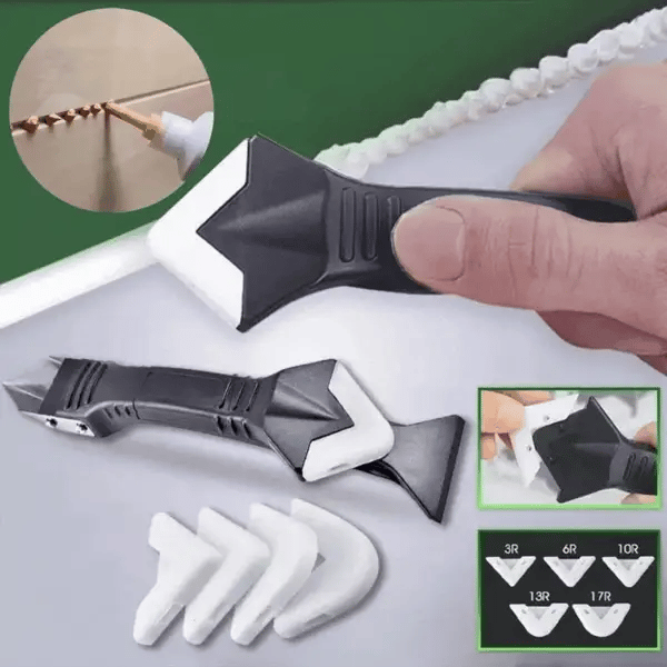 Caulk Remover Tool 3 in 1, Silicone Caulk Remover, Caulking Tool for Smoothing, Stainless Steel Scraper for Bathroom