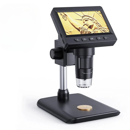 Digital Microscope with 4.3 Inch Screen, USB Microscope 1000X for Soldering and Electronics Repair, Coin Microscope