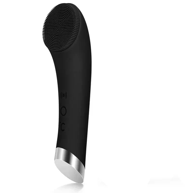TUZWA Facial Cleansing Brush with Heat, 5 Vibration Modes, Silicone Face Scrubber, 104°F Warming Tip & Charging Stand
