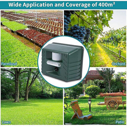 Solar Ultrasonic Bird Repeller for Woodpeckers, 15 to 20kHz, Flashing Lights, 170 Degree Outdoor Deterrent