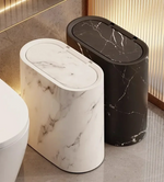 Tuzwa Bathroom Trash Can with Push Lid – Marble Design Slim Waste Bin for Small Spaces, Bedroom & Office