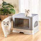 Cat Litter Box with Drawer, Enclosed Cat Litter Box for Large Cats, Foldable Litter Box with Scoop Holder