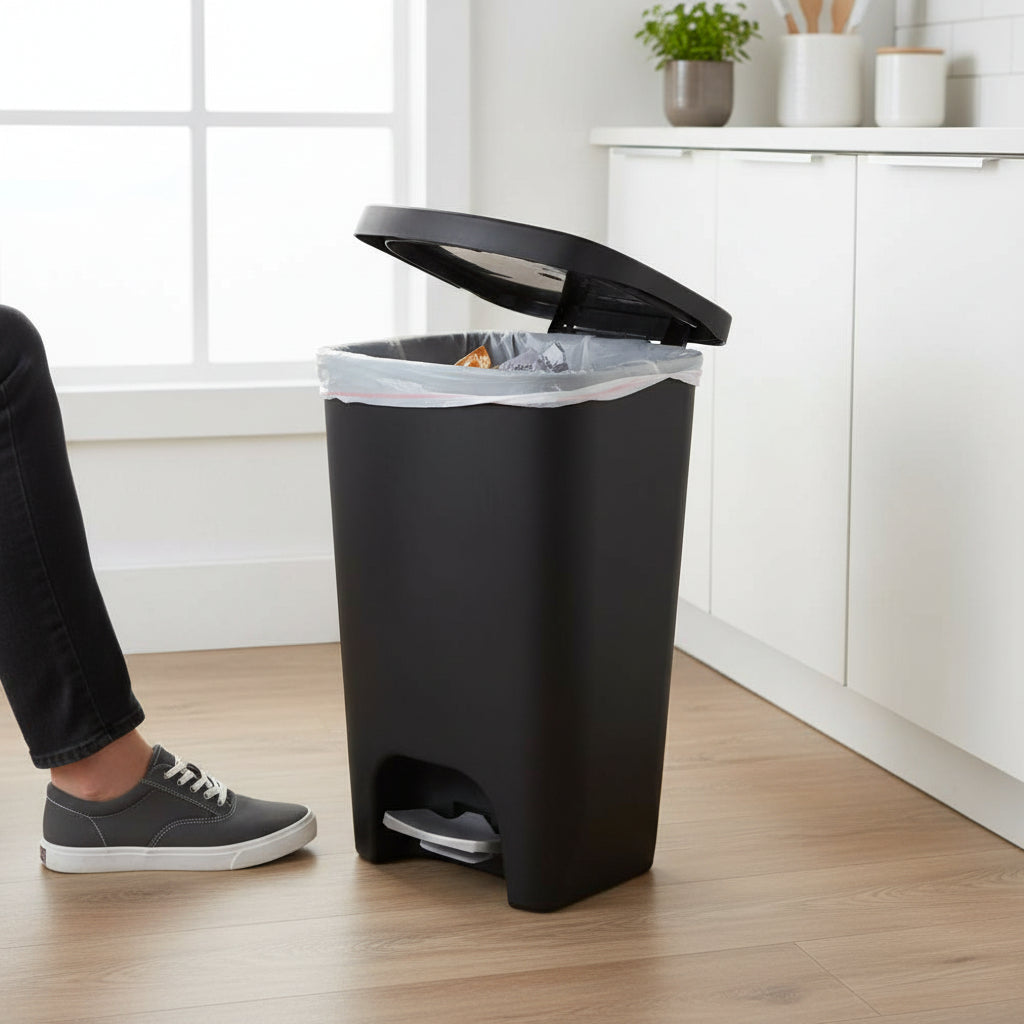 13 Gallon Kitchen Trash Can with Step Pedal & Odor Protection | Hands-Free Disposal for Clean Spaces 0