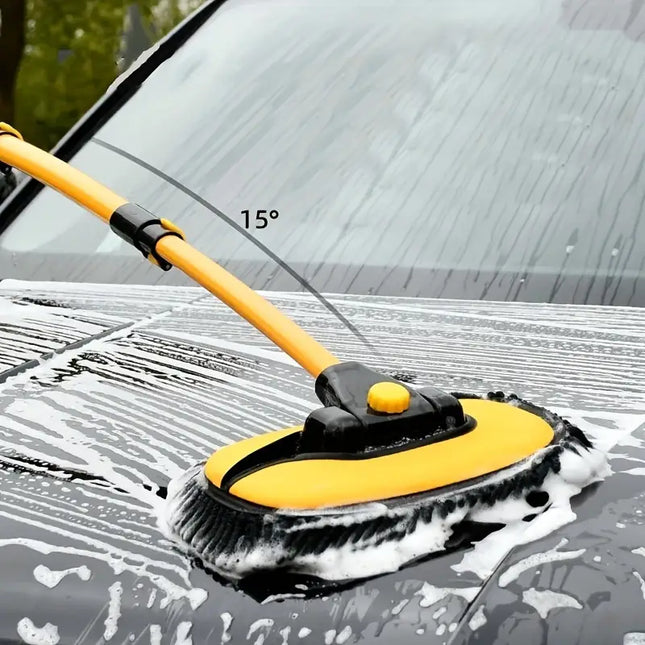 Car Wash Brush with Long Handle, Telescoping Car Wash Brush with Microfiber Head, Auto Wash Brush for Truck and RV