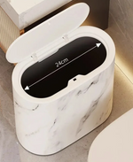 Tuzwa Bathroom Trash Can with Push Lid – Marble Design Slim Waste Bin for Small Spaces, Bedroom & Office