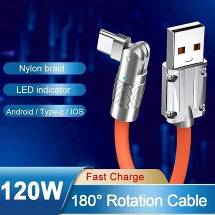 USB C Cable 180 Degree Rotating, Fast Phone Charging Cord with LED Indicator – image 4