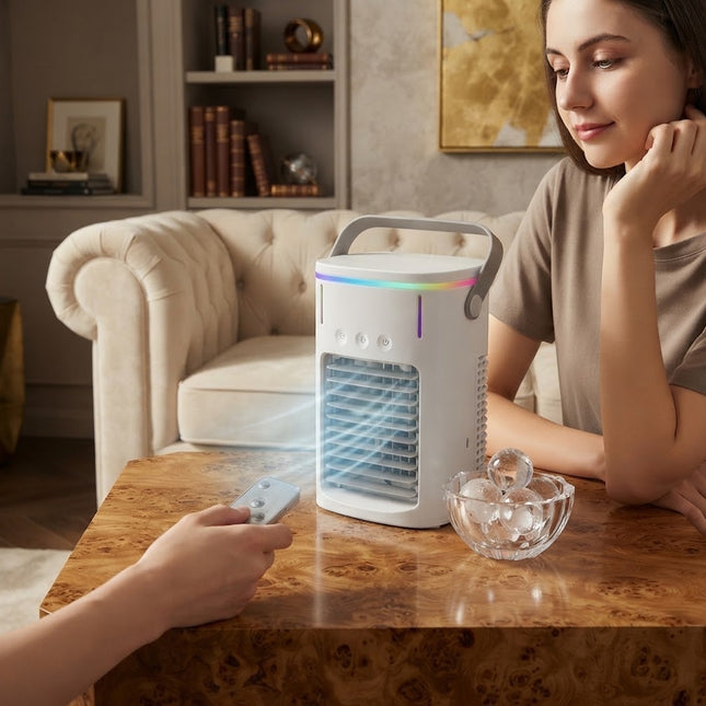 Remote Control Fan with Water Tank, Personal Air Cooler for Desk and Bedroom, Quiet Portable Cooling Fan with 3 Speeds