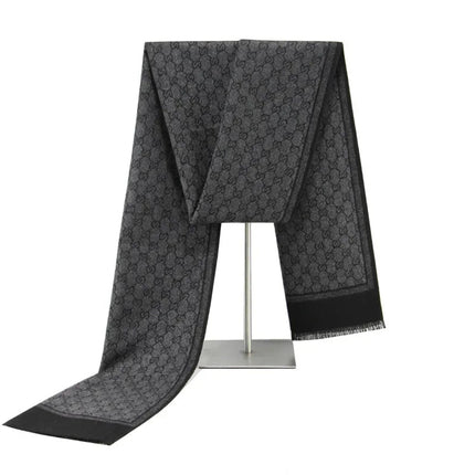 Winter Scarves, Wool Scarf with Cashmere Feel, Luxury Scarf with Letter Print and Fringe