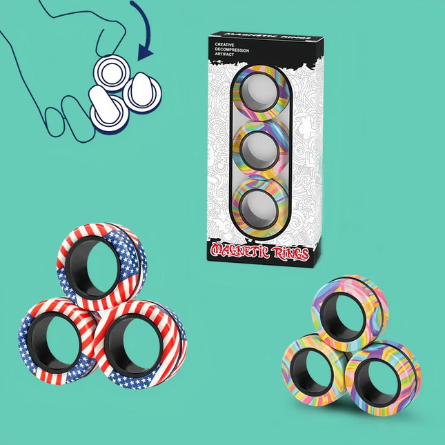Fidget Rings Magnetic Spinner Set, Sensory Fidget Toy for Adults