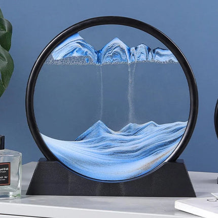 Moving Sand Art Pictures Set of 2, 12 Inch and 7 Inch Glass Sand Art Picture Frame, Liquid Sand Art for Desk Decor