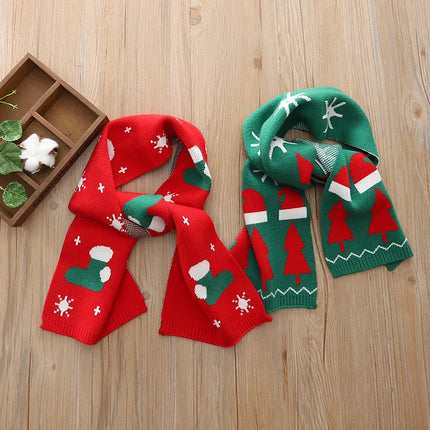 Kids Woolen Scarf with Deer and Tree Pattern – image 1