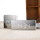 Digital Alarm Clock with Mirror and Nightlight, Bedside Clock with Temperature and Calendar, Battery Alarm Clock