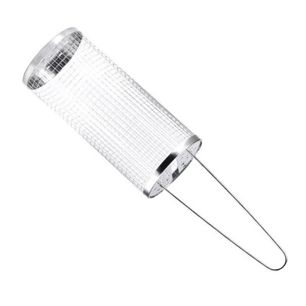 Round Stainless Steel BBQ Grill Basket with Locking Lid and Long Handle – image 11
