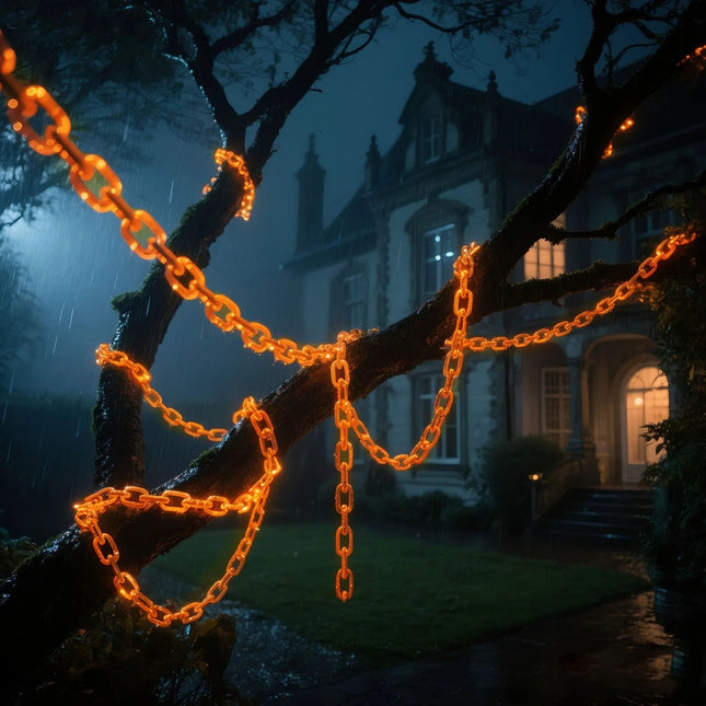 Outdoor Halloween Lights, Halloween Chains LED String Lights, Battery Operated Waterproof Outdoor Lights with Timer
