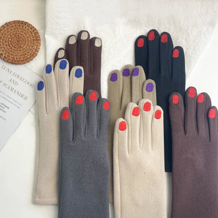 Mittens for Women with Touchscreen Fingertip, Embroidered Nail Polish Design – image 9