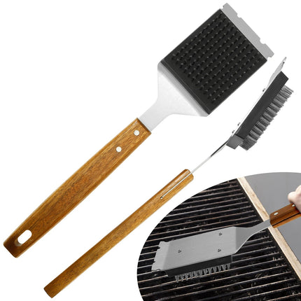 Barbecue Grill Brush with Scraper, Stainless Steel Grill Cleaner Brush, Grill Accessories with Long Handle
