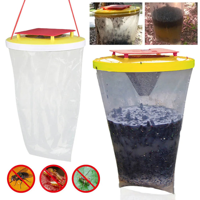 Outdoor Fly Trap Bag, Disposable Fly Catcher Bag with Bait, Chemical Free Fly Trap for Farms and Restaurants