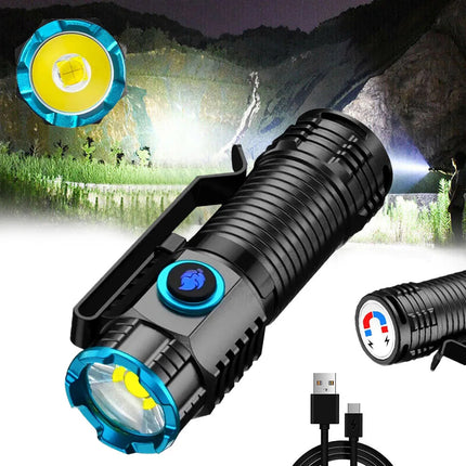Rechargeable Flashlight, High Lumen LED Flashlight with Magnetic Tail and Pen Clip, Waterproof Torch Light