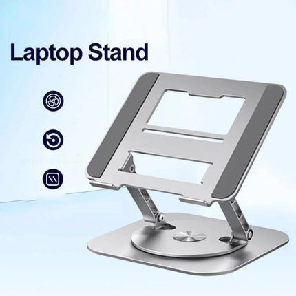 Laptop Stand for Desk, Adjustable Laptop Stand with 360 Rotating Base, Portable Laptop Riser, Aluminum Tablet Stand