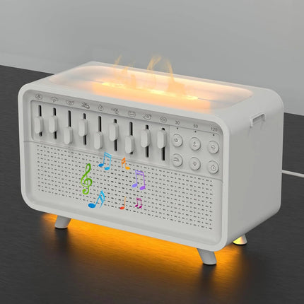 White Noise Machine with Humidifier and Night Light, 8 Sound Bluetooth Speaker and Aroma Diffuser for Bedroom and Travel