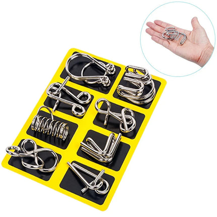 Metal Brain Teaser Logic Puzzles for Adults and Kids, 8 Piece Metal Puzzle Rings, Mind Teaser Puzzle, Stress Relief Toy